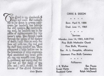 Orrie Braytonette Barton Sisson

This Funeral Program was shared by Tammy Jorgensen.

Orrie Braytonette Barton Sisson.
