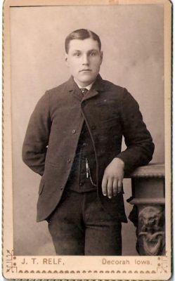 Unidentified

This was Shared by Dennis Schildhauer.

Unidentified Cabinet Card Photo in the Dolan/Duff Family Album.

The Photographers name is "J.T. Relf", Decorah, Iowa.
