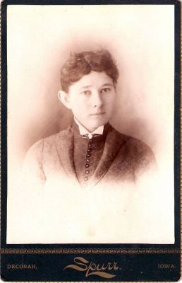 Unidentified

This was Shared by Dennis Schildhauer.

Unidentified Cabinet Card Photo in the Dolan/Duff Family Album.

The Photographers name is "Spurr" Decorah, Iowa.

Possible Married last name may be "Reed".


