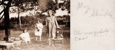 Mary Shankles, Ella Mae___?

THIS PHOTO IS BEING SHARED

The Reverse side of this Photo States: "May Shankles, Ella Mae _____? Carol _____"
