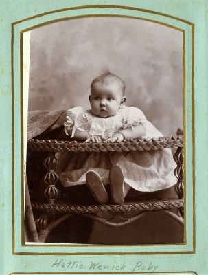 Click to view full size image
==============
Hattie Wenick Baby
This was shared by a anonymous member.
This Cabinet Card Photo States: "Hattie Wenick Baby."
Hattie Wenick Baby
This was shared by a anonymous member.
This Cabinet Card Photo States: "Hattie Wenick Baby."