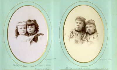 Taddy & Rose (Left) & Hattie & Mame Arnold (Right)

This was Shared by a anonymous member.

These Cabinet Card Photos State:

Left: "Taddy & Rose, Aunt Clara's Girls. Around 1890. Richfield Spa. "

Right: "Hattie & Mame Arnold, Around 1895, Sauquoit, New York"
