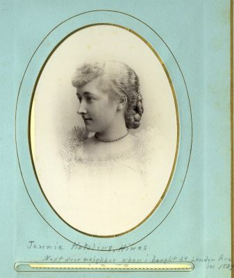 Jennie Hotaling Hines

This was Shared by a anonymous member.

This Cabinet Card Photo States: "Jennie Hotaling Hines, next door neighbor when I bought 24 London Ave in 1889."
