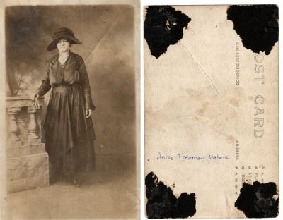 Annie Freeman Mahone

This Real Photo Postcard (RPPC) States: "Annie Freeman Mahone"
