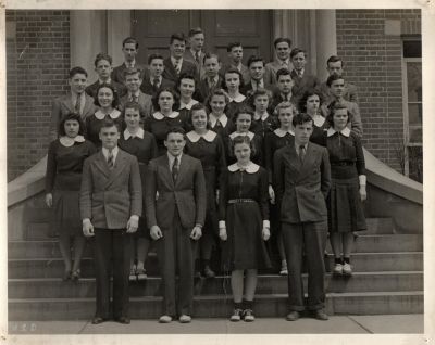 Click to view full size image
==============
Holy Trinity School, Westfield, New Jersey
This was Donated by Barbara Jean Hunsicker.
Unidentified Photo.
NOTE: I believe these are students from Holy Trinity School in Westfield, New Jersey based on the information in the letters in this album. Dorothy Catherine Sharp is the 3rd row from the bottom, 3rd from the left.
Holy Trinity School, Westfield, New Jersey
This was Donated by Barbara Jean Hunsicker.
Unidentified Photo.
NOTE: I believe these are students from Holy Trinity School in Westfield, New Jersey based on the information in the letters in this album. Dorothy Catherine Sharp is the 3rd row from the bottom, 3rd from the left.
