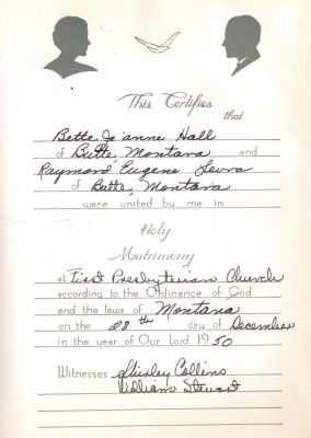Click to view full size image
==============
Raymond Eugene Levra & Bette Jeanne Hall Levra
THIS HAS BEEN RETURNED TO FAMILY
Raymond Eugene Levra & Bette Jeanne Hall, Engagement & Wedding Book.
Date of Marriage 28 December 1950
Raymond Eugene Levra & Bette Jeanne Hall Levra
THIS HAS BEEN RETURNED TO FAMILY
Raymond Eugene Levra & Bette Jeanne Hall, Engagement & Wedding Book.
Date of Marriage 28 December 1950