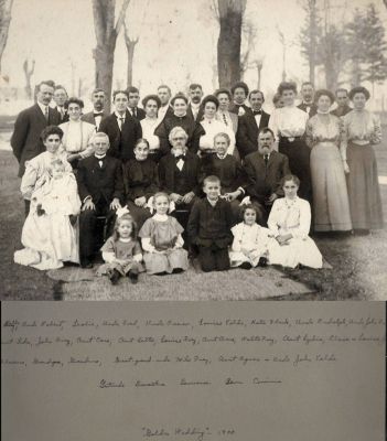 John Velde & Agnes Frey Velde & Others

THIS HAS BEEN RETURNED TO FAMILY

This photo mounted on board was Won in Auction thru the Goodwill of the Heartland.

The Photographer is "Brian", San Jose, Illinois, USA

"Golden Wedding", 1908

Complete Description of who is in photo is on the back

NOTE: John Velde & Agnes Frey Velde are in the second row from the bottom on the right
