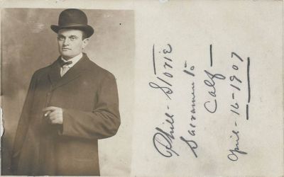 Click to view full size image
==============
Phillip G. Storie
THIS HAS BEEN RETURNED TO FAMILY
This Real Photo Postcard (RPPC)
States: "Phill Storie", Sacramento, California, 16 April 1907.
Phillip G. Storie
THIS HAS BEEN RETURNED TO FAMILY
This Real Photo Postcard (RPPC)
States: "Phill Storie", Sacramento, California, 16 April 1907.