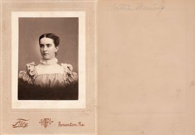 Click to view full size image
==============
Nettie Merring
THIS HAS BEEN RETURNED TO FAMILY
This photo mounted on board states: "Nettie Merring"
The Photographer Name is "Frey", Scranton, Pennsylvania.
Nettie Merring
THIS HAS BEEN RETURNED TO FAMILY
This photo mounted on board states: "Nettie Merring"
The Photographer Name is "Frey", Scranton, Pennsylvania.