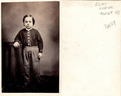 Eliot Kebler

This was Donated by Cheryl Webber/The Terry Girls Genealogy.

This CdV Photograph states: "Eliot Kebler"
