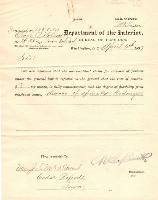 Click to view full size image
==============
Oliver Perry "OP" Holmes
THIS HAS BEEN RETURNED TO FAMILY
Civil War Pension Papers for Oliver Perry "OP" Holmes.
Oliver Perry "OP" Holmes
THIS HAS BEEN RETURNED TO FAMILY
Civil War Pension Papers for Oliver Perry "OP" Holmes.