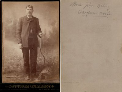 Click to view full size image
==============
John Welty
This was Donated by by Cheryl Webber/The Terry Girls Genealogy.
This Cabinet Card Photo states: "Mrs. John Welty, Asylum Road"
The Photographers name is "Cottage Gallery", St. Joseph, Missouri
John Welty
This was Donated by by Cheryl Webber/The Terry Girls Genealogy.
This Cabinet Card Photo states: "Mrs. John Welty, Asylum Road"
The Photographers name is "Cottage Gallery", St. Joseph, Missouri