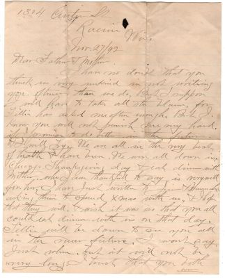 John Dean Letter Page 1

THIS HAS BEEN RETURNED TO FAMILY

John Dean Letter. Dated 27 November 1892

Page 1 of 2
