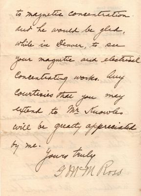 Click to view full size image
==============
Henry Ellsworth Wood, Page 2
THIS HAS BEEN DONATED TO THE WESTERN MUSEUM OF MINING & INDUSTRY.
This was Donated by Cheryl Webber/The Terry Girls Genealogy.
This letter is written to Henry E. Wood at 1734 Arapahoe Street, Denver, Colorado. The letter is dated 12 November 1908
Henry Ellsworth Wood, Page 2
THIS HAS BEEN DONATED TO THE WESTERN MUSEUM OF MINING & INDUSTRY.
This was Donated by Cheryl Webber/The Terry Girls Genealogy.
This letter is written to Henry E. Wood at 1734 Arapahoe Street, Denver, Colorado. The letter is dated 12 November 1908