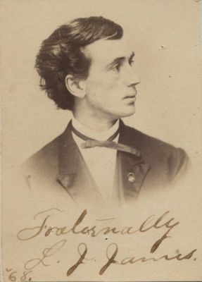 Lewis Judson James

THIS HAS BEEN RETURNED TO FAMILY

LEWIS JUDSON JAMES (1844-1925), OWU Class of 1868. Native of Morrow County, Ohio. Lewis Judson James was a Farmer in Chesterville, Ohio. Lewis Judson James also was a Teacher and County Examiner.

