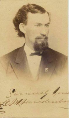 Charles M. Vandenbark

THIS HAS BEEN RETURNED TO FAMILY

CHARLES M. VANDENBARK (1844-1910), OWU Class of 1870. Native of Zanesville, Ohio. 1864 Sergeant of the 159th & 195th Ohio Volunteer Infantry. 1871, Special Student at Harvard University. 1872, Attorney at Law.
