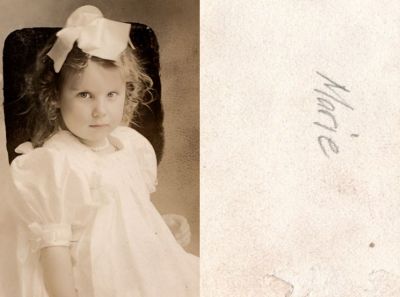 Marie

THIS HAS BEEN RETURNED TO FAMILY 

This was Donated by Cheryl Webber/The Terry Girls Genealogy.

This very small photo states: "Marie"
