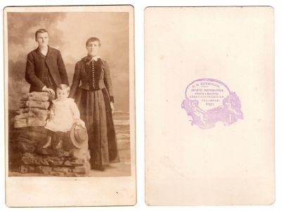 Charles Sherman Wells, Hester P. “Hettie” Quick Wells & Isaac Zura “Ike” Wells

THIS HAS BEEN RETURNED TO FAMILY

This was Donated by Cheryl Webber/The Terry Girls Genealogy.

This Cabinet Card Photo is of "Mr. & Mrs. Chas. Wells (Hetty) & Son Ike"

The Photographers name is "A. G. Reynolds", Tillamook, Oregon
