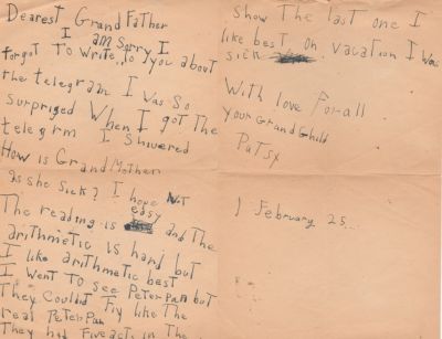 Patsy Thomas
THIS HAS BEEN RETURNED TO FAMILY

This Letter was Written to Patsy Thomas Grandfather.

