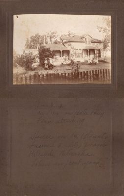 Click to view full size image
==============
Lois Beigh on Baylee Pony, Asher Blount Farm, 1906
THIS HAS BEEN RETURNED TO FAMILY
This photo mounted on board states: "Lois Beigh", Taken 1906 on Baylee Pony. Fern Standing. House on Pa Blounts Farm--3 miles from Palisade, Nebraska. Taken in front yard"
Lois Beigh on Baylee Pony, Asher Blount Farm, 1906
THIS HAS BEEN RETURNED TO FAMILY
This photo mounted on board states: "Lois Beigh", Taken 1906 on Baylee Pony. Fern Standing. House on Pa Blounts Farm--3 miles from Palisade, Nebraska. Taken in front yard"