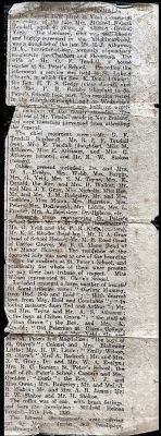 Click to view full size image
==============
Mildred Helena Athawes Tendall Obituary
THIS HAS BEEN RETURNED TO FAMILY
This is the Obituary for Mildred Helena Athawes Tendall.
Date of Death 17 February 1920.
Obituary States she died at age 40.
NOTE: Baptism Records show Mildred Helena Athawes Birthdate as 24 June 1871. This would make her 48 at the time of Death. Could be a typo error in obituary?
Mildred Helena Athawes Tendall Obituary
THIS HAS BEEN RETURNED TO FAMILY
This is the Obituary for Mildred Helena Athawes Tendall.
Date of Death 17 February 1920.
Obituary States she died at age 40.
NOTE: Baptism Records show Mildred Helena Athawes Birthdate as 24 June 1871. This would make her 48 at the time of Death. Could be a typo error in obituary?