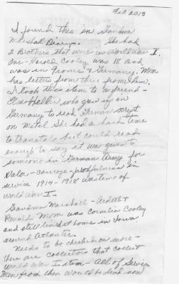 Click to view full size image
==============
Harold Eugene Cooley Letter
THIS HAS BEEN RETURNED TO FAMILY
Letter Found with the World War I Medal.
Harold Eugene Cooley Letter
THIS HAS BEEN RETURNED TO FAMILY
Letter Found with the World War I Medal.