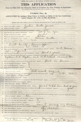 Click to view full size image
==============
Americus Marcus Gunter
THIS HAS BEEN RETURNED TO FAMILY
This was Donated by Cheryl Webber/The Terry Girls Genealogy.
Civil War Pension Application For Americus Marcus Gunter.
Americus Marcus Gunter
THIS HAS BEEN RETURNED TO FAMILY
This was Donated by Cheryl Webber/The Terry Girls Genealogy.
Civil War Pension Application For Americus Marcus Gunter.
