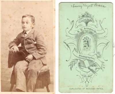 Click to view full size image
==============
Harry Hyatt Pease
This CdV Photograph states: "Henry Hyatt Pease"
The Photographers name is "S. E. Armstrong"
Harry Hyatt Pease
This CdV Photograph states: "Henry Hyatt Pease"
The Photographers name is "S. E. Armstrong"