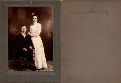 Click to view full size image
==============
Gertie & Ross Bell
This was Donated by Denise Ayers
This photo mounted on board states: "Gertie & Ross Bell"
Gertie & Ross Bell
This was Donated by Denise Ayers
This photo mounted on board states: "Gertie & Ross Bell"