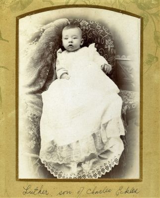 Click to view full size image
==============
Luther Eckles
This Cabinet Card Photo was Donated by a Anonymous Donor.
This Cabinet Card Photo States: "Luther, son of Charles Eckles"
Luther Eckles
This Cabinet Card Photo was Donated by a Anonymous Donor.
This Cabinet Card Photo States: "Luther, son of Charles Eckles"