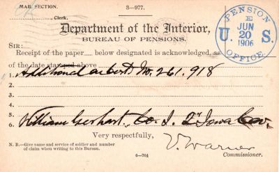 Click to view full size image
==============
William McClary Gerhart
THIS HAS BEEN RETURNED TO FAMILY
This was Donated by Mary Muhlford
William McClary Gerhart Civil War Pension Document
William McClary Gerhart
THIS HAS BEEN RETURNED TO FAMILY
This was Donated by Mary Muhlford
William McClary Gerhart Civil War Pension Document