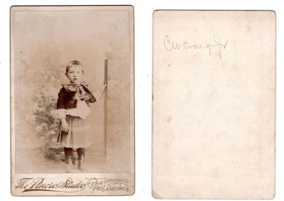 Click to view full size image
==============
Charles Winchester Craig
This was Donated by Sue Maurer
This Cabinet Card Photo states: "C. W. Craig Jr."
The Photographers name is "The Pinero Studio", Philadelphia, Pennsylvania
Charles Winchester Craig
This was Donated by Sue Maurer
This Cabinet Card Photo states: "C. W. Craig Jr."
The Photographers name is "The Pinero Studio", Philadelphia, Pennsylvania