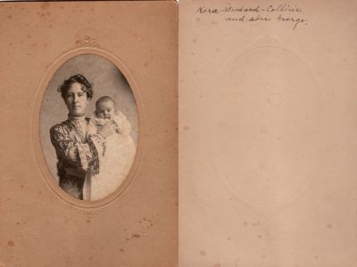 Click to view full size image
==============
Nora Woodard Collins & Son, George
This was Donated by Paul Skipper
This photo mounted on board states: "Nora Woodard Collins & son, George"
The Photographer was in Springfield, Ohio
Nora Woodard Collins & Son, George
This was Donated by Paul Skipper
This photo mounted on board states: "Nora Woodard Collins & son, George"
The Photographer was in Springfield, Ohio