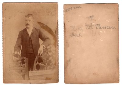 Click to view full size image
==============
Robert S. W. Parker
This Cabinet Card Photo states: "R. S. W. Parker (Rob)"
Robert S. W. Parker
This Cabinet Card Photo states: "R. S. W. Parker (Rob)"