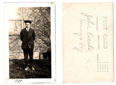 Click to view full size image
==============
John Everts
This Real Photo Postcard (RPPC) states: "John Everts, Henry's boy, 1919"
John Everts
This Real Photo Postcard (RPPC) states: "John Everts, Henry's boy, 1919"