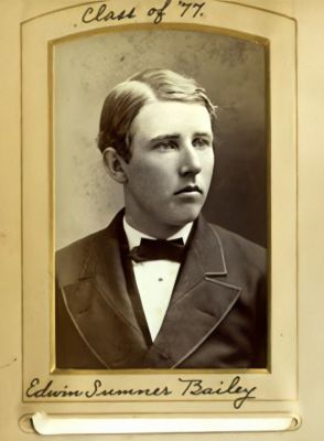 Edwin Sumner Bailey

This was Shared by a Anonymous Donor.

This CdV Photograph States: "Edwin Sumner Bailey, Class of '77"
