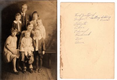 Click to view full size image
==============
Frederick Leo "Fred" Zentgraf & Family
This was Donated by Marlene Clancy Diamond
This photo states: "Fred Zentgraf, Mayme, "sitting holding Anna", Alberta, Alice, Edward, Frederick, Leo & Anna"
Frederick Leo "Fred" Zentgraf & Family
This was Donated by Marlene Clancy Diamond
This photo states: "Fred Zentgraf, Mayme, "sitting holding Anna", Alberta, Alice, Edward, Frederick, Leo & Anna"