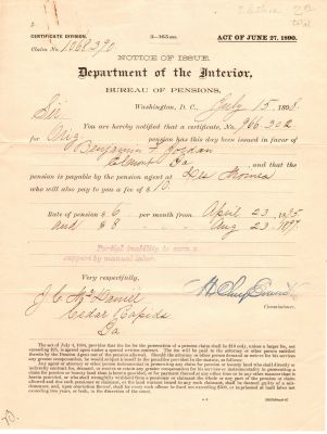 Click to view full size image
==============
Benjamin F. Jordan
Benjamin F. Jordan Pension Papers.
Benjamin F. Jordan
Benjamin F. Jordan Pension Papers.