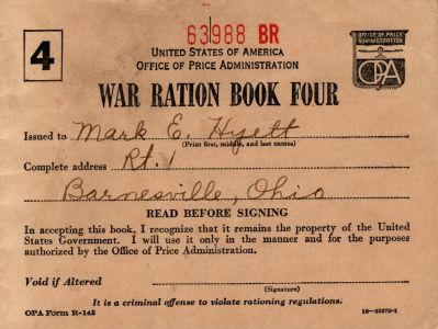 Click to view full size image
==============
Mark Edwin Hyett
This was Donated by Jennifer Cable.
World War II War Ration Book for Mark Edwin Hyett
Mark Edwin Hyett
This was Donated by Jennifer Cable.
World War II War Ration Book for Mark Edwin Hyett