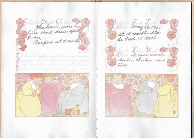 Click to view full size image
==============
John Lowell Berry Baby Book
THIS HAS BEEN RETURNED TO FAMILY
Baby's Firsts: First Crawl, First Standing, and First Steps.
John Lowell Berry Baby Book
THIS HAS BEEN RETURNED TO FAMILY
Baby's Firsts: First Crawl, First Standing, and First Steps.