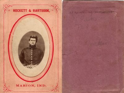 Click to view full size image
==============
Unidentified
This CdV Photograph States: "great grandson, estes, Dad. Jackson?"
The Photographers name is "Hockett & Hartsook", Marion, Indiana.
Unidentified
This CdV Photograph States: "great grandson, estes, Dad. Jackson?"
The Photographers name is "Hockett & Hartsook", Marion, Indiana.
