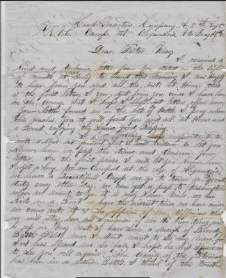 Click to view full size image
==============
William Leighton DeHaven
THIS HAS BEEN RETURNED TO FAMILY
This is a Civil Letter Letter Written by William Leighton DeHaven to his Sister, Mary.
The Letter is Written from Head Quarters, Company A, 8th Regiment At Alexandria, Virginia.
The Letter is Dated 14 May 1862
William Leighton DeHaven
THIS HAS BEEN RETURNED TO FAMILY
This is a Civil Letter Letter Written by William Leighton DeHaven to his Sister, Mary.
The Letter is Written from Head Quarters, Company A, 8th Regiment At Alexandria, Virginia.
The Letter is Dated 14 May 1862