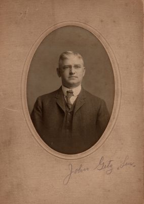 Click to view full size image
==============
John Jacob Getz Sr.
THIS HAS BEEN RETURNED TO FAMILY
This photo mounted on board states: "John Getz Sr."
John Jacob Getz Sr.
THIS HAS BEEN RETURNED TO FAMILY
This photo mounted on board states: "John Getz Sr."