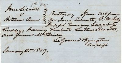 Jane Silcott VS. Caleb Artemis Penn

This was Donated by a Anonymous Donor.

This is part of the court documents for the court case of Jane Silcott VS. Caleb Artemis Penn on the paternity of Jane Silcott's unborn baby.

Date of Document is 25 January 1849

