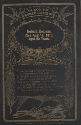 Click to view full size image
==============
Robert Romans
Funeral Memorial Cabinet Card For Robert Romans.
Robert Romans
Funeral Memorial Cabinet Card For Robert Romans.