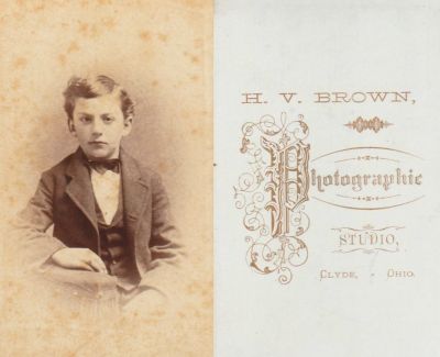 Click to view full size image
==============
Unidentified
THIS HAS BEEN DONATED TO THE JAMES A. GARFIELD NATIONAL HISTORICAL MUSEUM
This was Donated by Jessica Quiroz
Unidentified CdV Photograph
The Photographers name is "H. V. Brown", Clyde, Ohio.
The boy most strongly resembles James R Garfield, but could easily be one of the other Garfield boys.
Unidentified
THIS HAS BEEN DONATED TO THE JAMES A. GARFIELD NATIONAL HISTORICAL MUSEUM
This was Donated by Jessica Quiroz
Unidentified CdV Photograph
The Photographers name is "H. V. Brown", Clyde, Ohio.
The boy most strongly resembles James R Garfield, but could easily be one of the other Garfield boys.