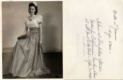 Bette Lou Dotzenrod Jensen

This was Donated by Lois B. Hansen.

This Photo States: "Bette L. Jensen, 15 Years, 6 Months. Taken at Dispatch Studio. Model for Schuneman's Fashion Show. at St. Paul City Club, 7 April 1943"
