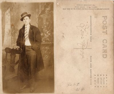 Click to view full size image
==============
Louis Rapp
This was Donated by Cheryl Webber.
This Real Photo Postcard (RPPC) States: "Louis Rapp"
The Photographers name is "Penny Arcade Photo Gallery", West side of 6th Street, Between Market & Walnut Streets.
Louis Rapp
This was Donated by Cheryl Webber.
This Real Photo Postcard (RPPC) States: "Louis Rapp"
The Photographers name is "Penny Arcade Photo Gallery", West side of 6th Street, Between Market & Walnut Streets.