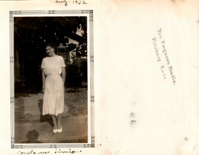 Constance Simion

This Photo States: "Constance Simion"

This Photo was taken in August 1932

The Photographers name is "The Ferguson Studio", Pittsburg, Kansas.

