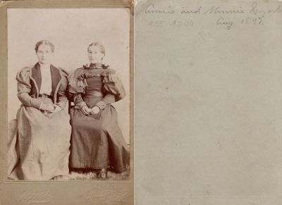 Click to view full size image
==============
Anna Sophia Sagert & Wilhelmina F “Minnie” Sagert
THIS HAS BEEN RETURNED TO FAMILY
This Cabinet Card Photo was Donated by Diane Senalik.
This Cabinet Card Photo States: "Annie & Minnie Sagert, Aug. 1897"
The Photographers name is "Jones", Hillsdale, Michigan.
Anna Sophia Sagert & Wilhelmina F “Minnie” Sagert
THIS HAS BEEN RETURNED TO FAMILY
This Cabinet Card Photo was Donated by Diane Senalik.
This Cabinet Card Photo States: "Annie & Minnie Sagert, Aug. 1897"
The Photographers name is "Jones", Hillsdale, Michigan.